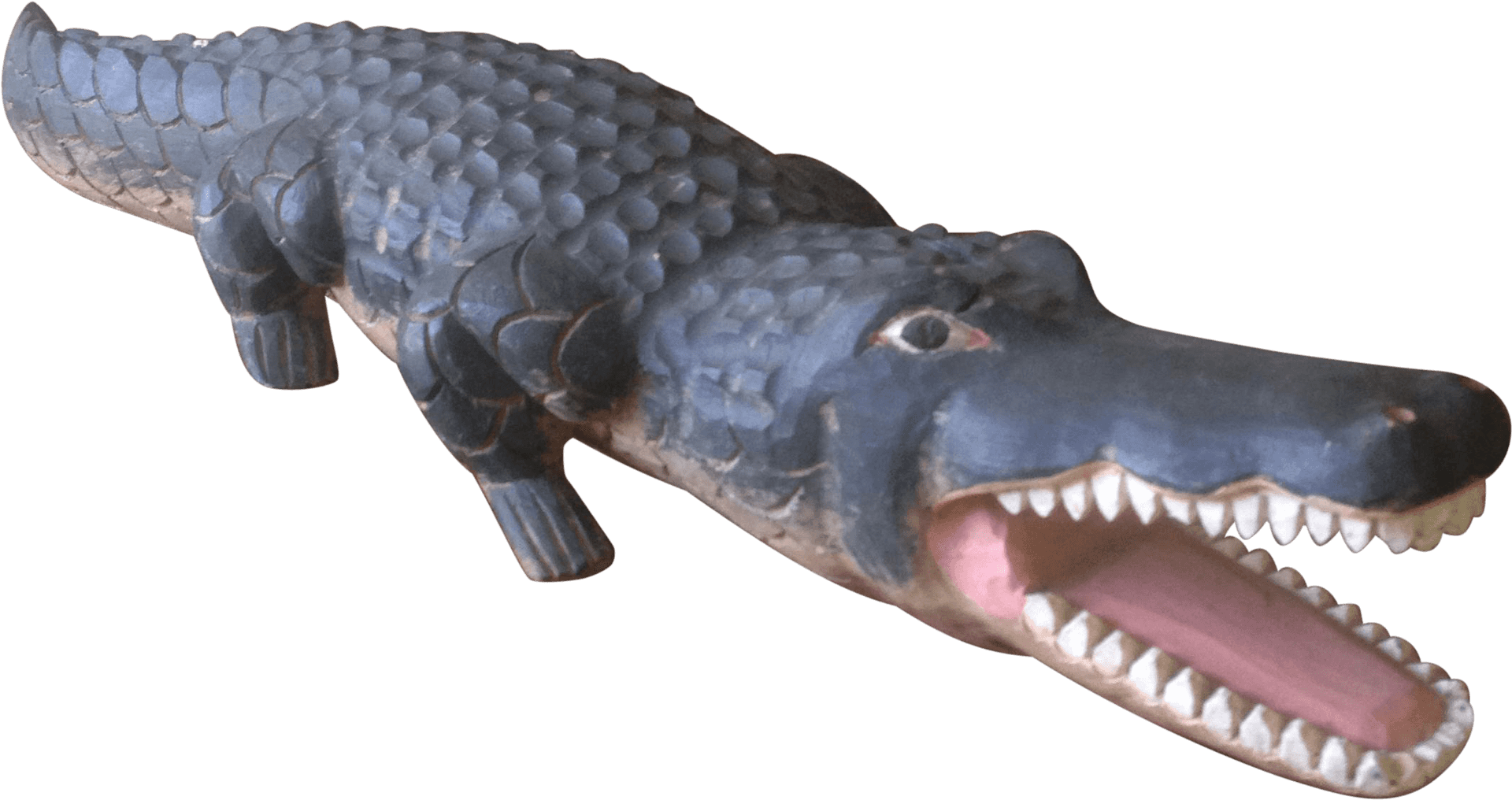 Carved Wooden Alligator Sculpture PNG