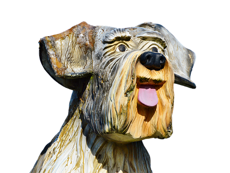 Carved Wooden Dog Sculpture PNG