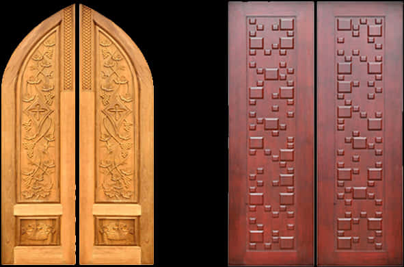 Carved Wooden Doors Comparison PNG
