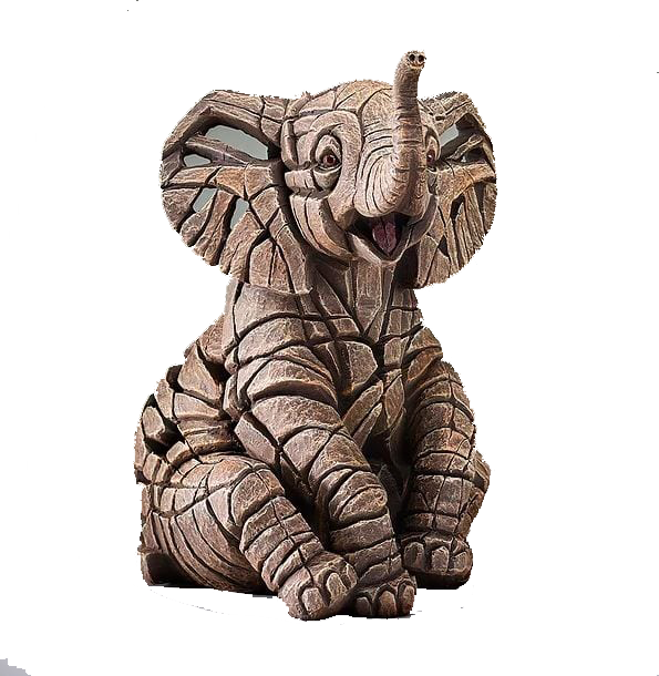 Carved Wooden Elephant Sculpture PNG