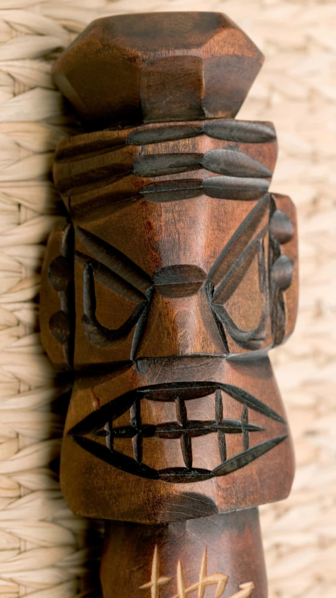 Carved Wooden Tiki Statue Wallpaper