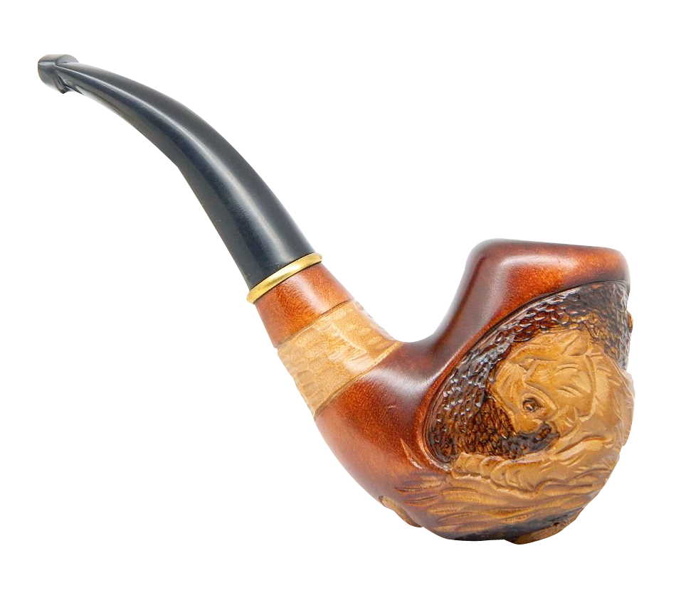 Carved Wooden Tobacco Pipe PNG