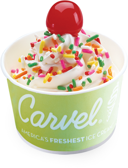 Carvel Ice Cream Cupwith Sprinklesand Cherry PNG