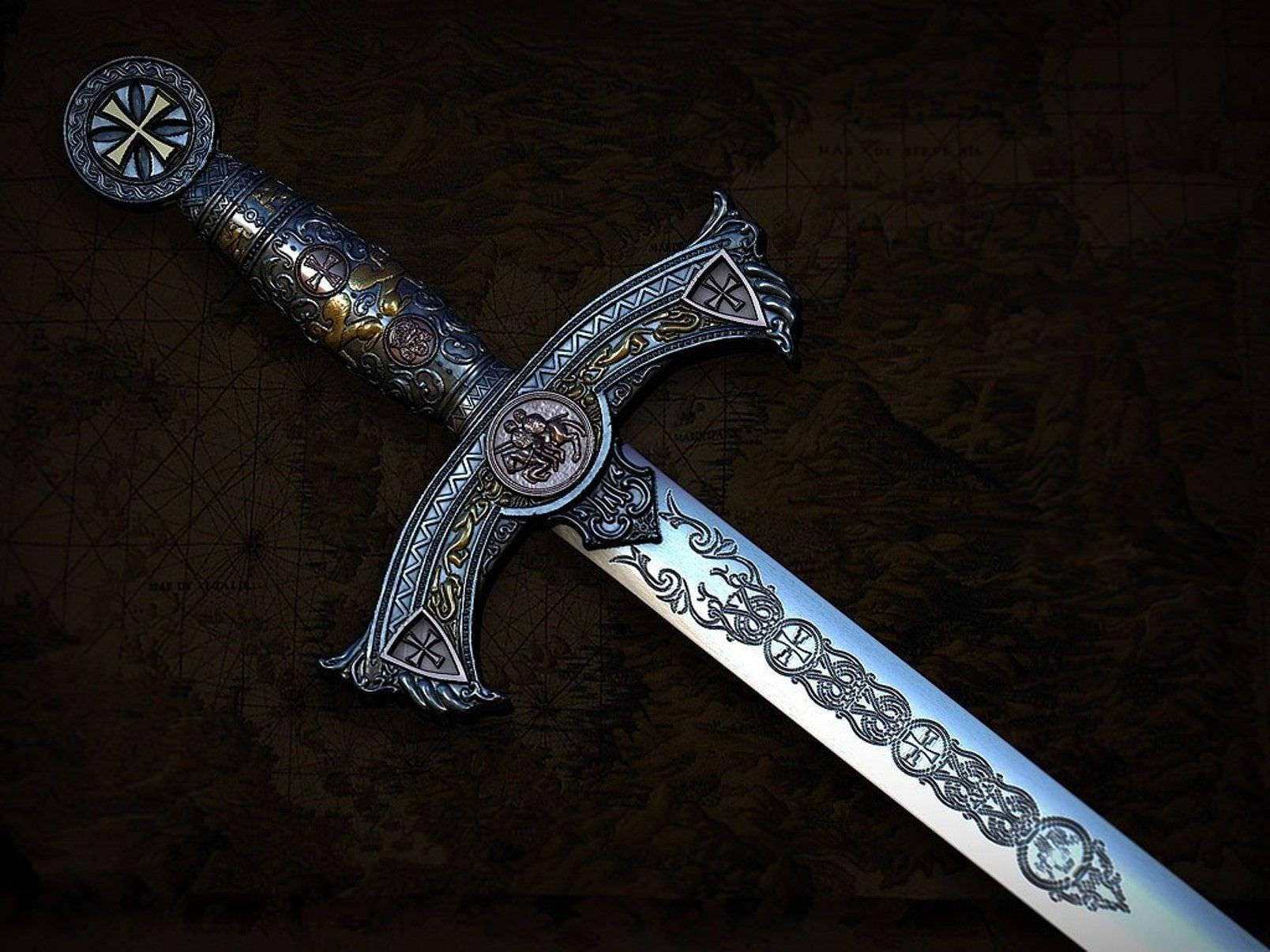 Carvings On Sword Blade And Handle Wallpaper