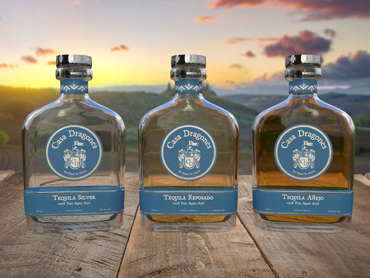 Bottigliedi Agave Azul Casa Dragones Tequila Sfondo