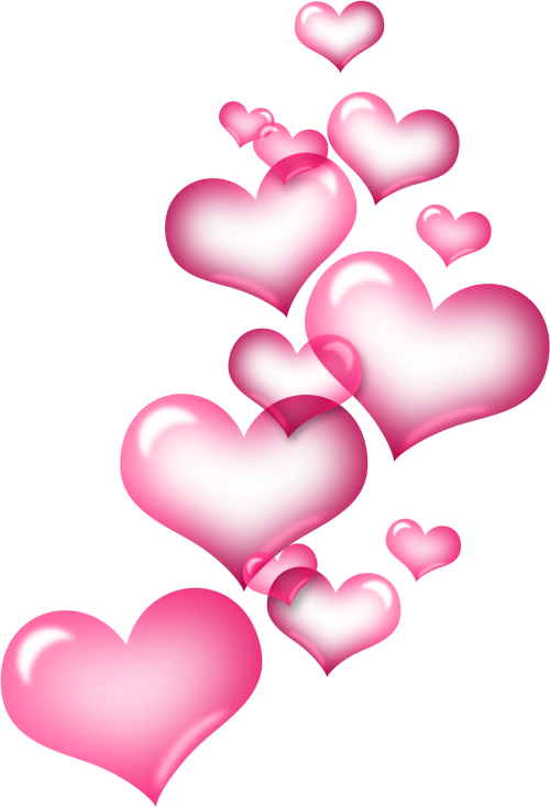 Cascading Pink Hearts PNG