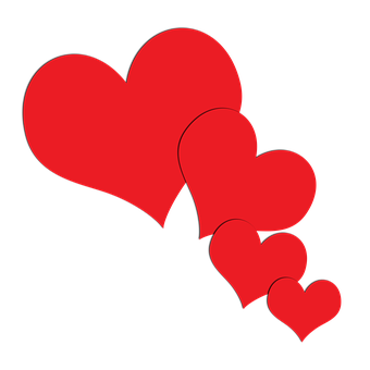 Cascading Red Hearts Graphic PNG
