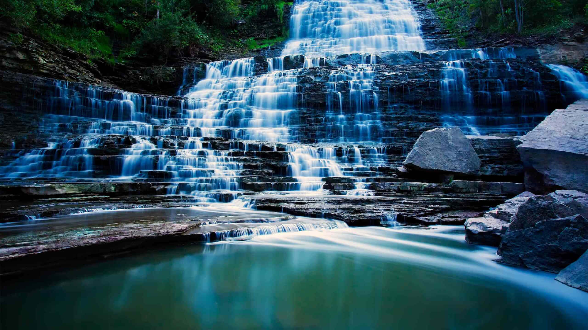 Cascading Waterfall Lake Hamilton Wallpaper