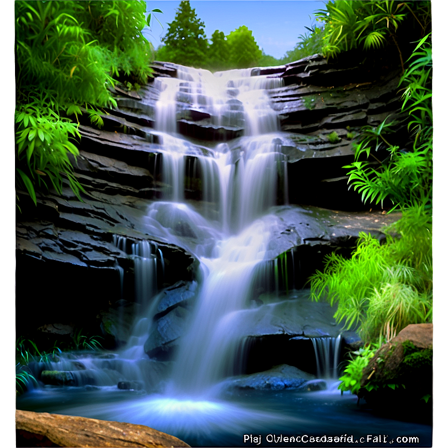 Cascading Waterfall Png 06252024 PNG