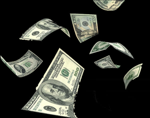 Cascading_ U S_ Dollars_ Black_ Background.jpg PNG