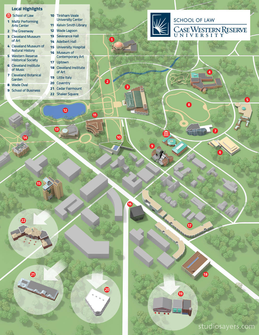Case Western Reserve University Law Campus Map Background