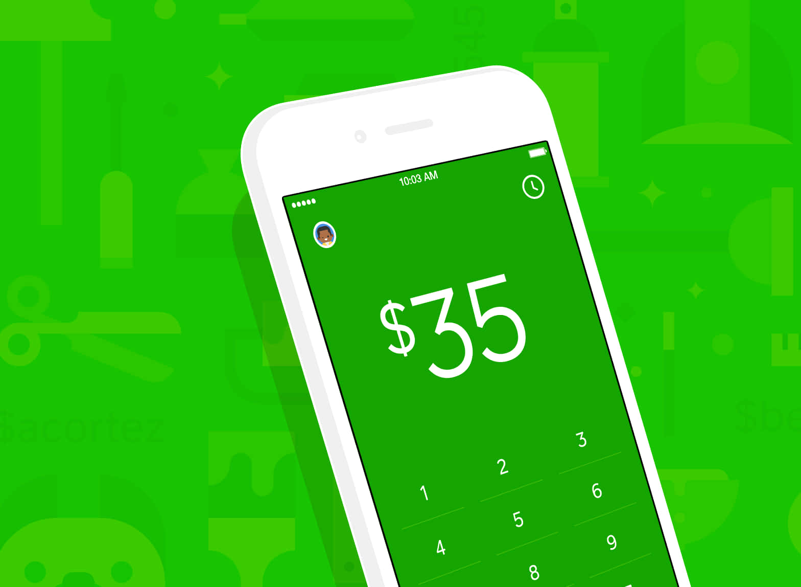 A Green Phone With A Green Screen Showing A $55 Bill