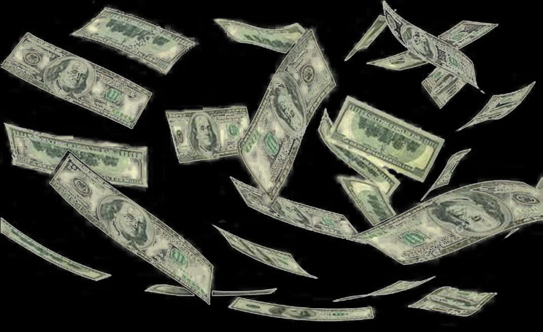 Cash Cascade Dark Background PNG