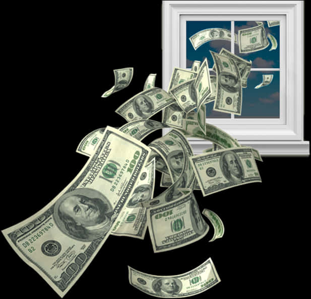 Cash Flowing From Window PNG