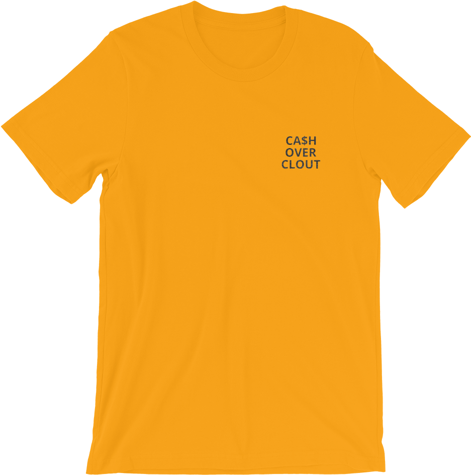 Cash Over Clout Yellow Shirt PNG