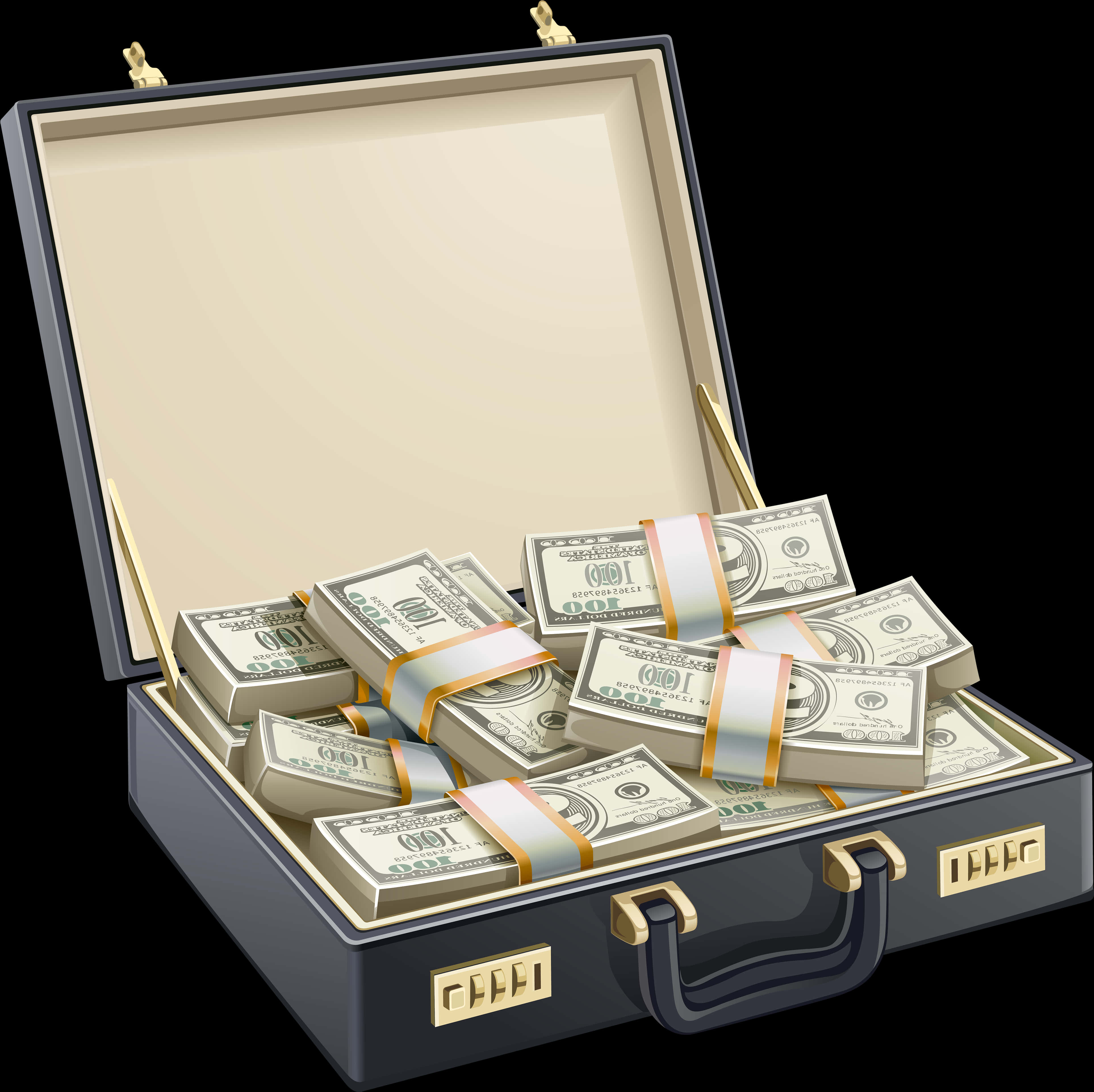 Cash Packed Briefcase PNG