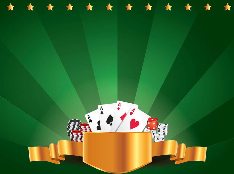 Cards And Chips Green Casino Background