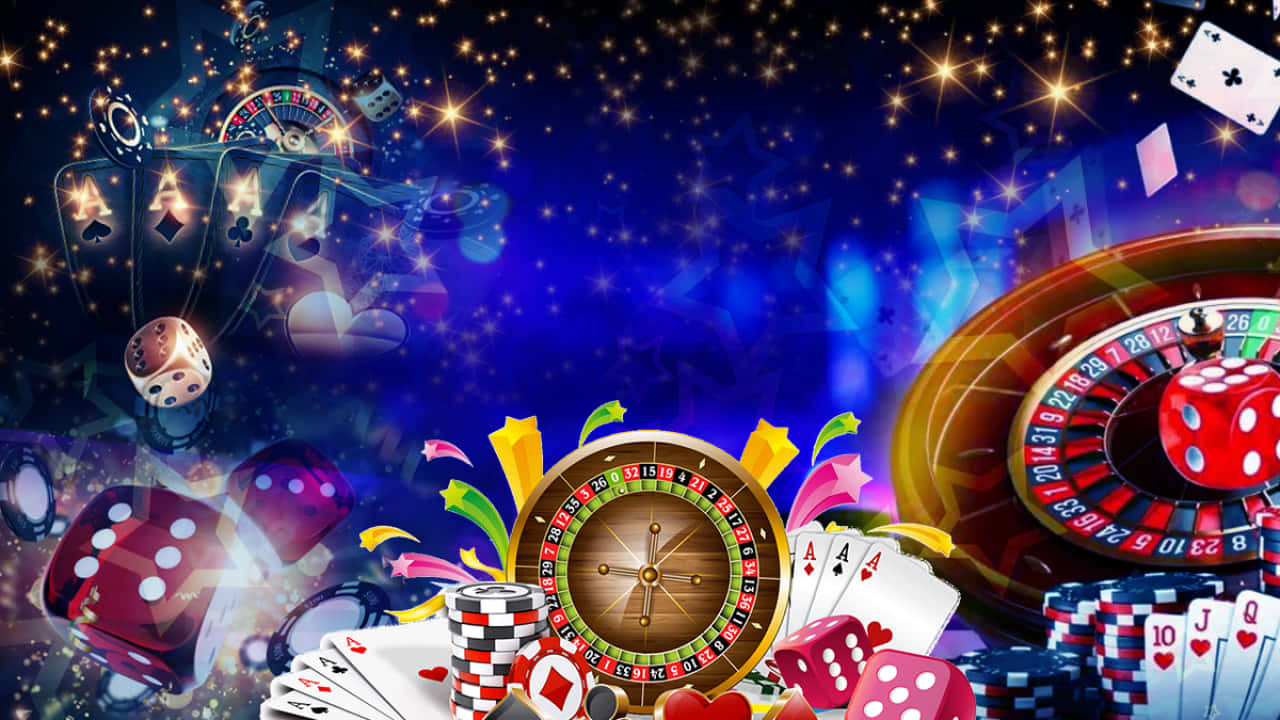 Sparkling Roulette Wheels Blue Casino Background