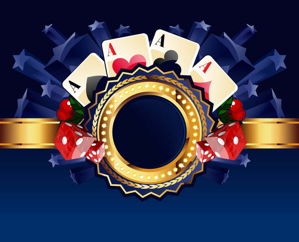 Kort og terninger blå casino baggrund