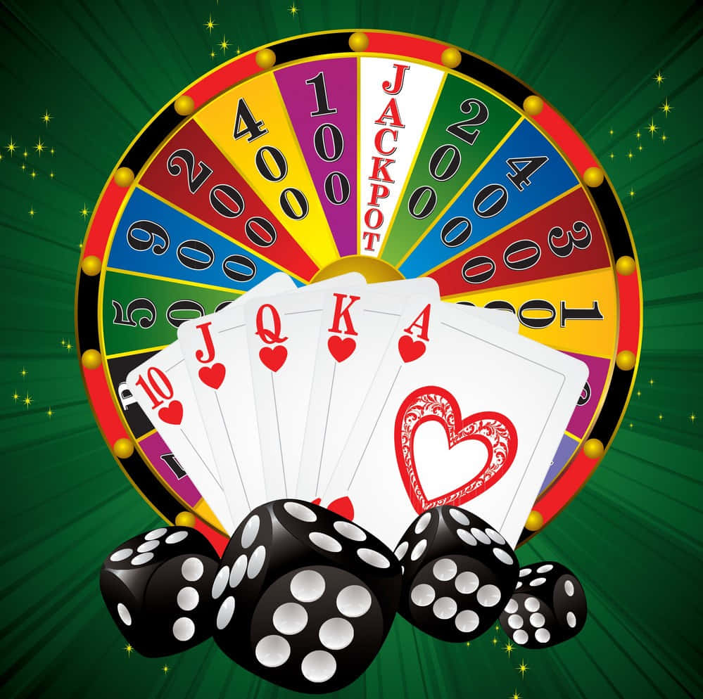 Wheel And Black Dice Casino Background