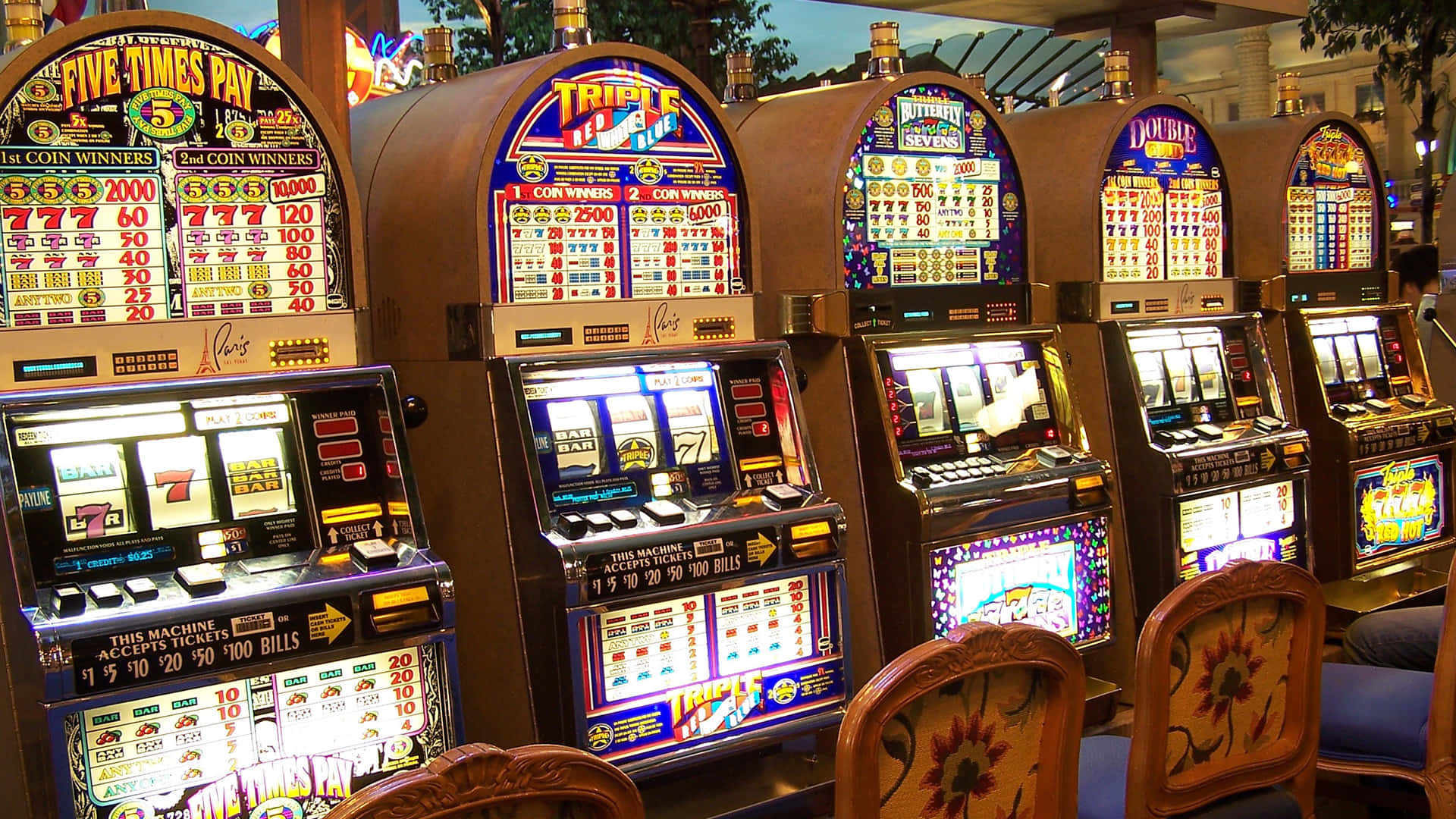 Row Of Slot Machines Casino Background