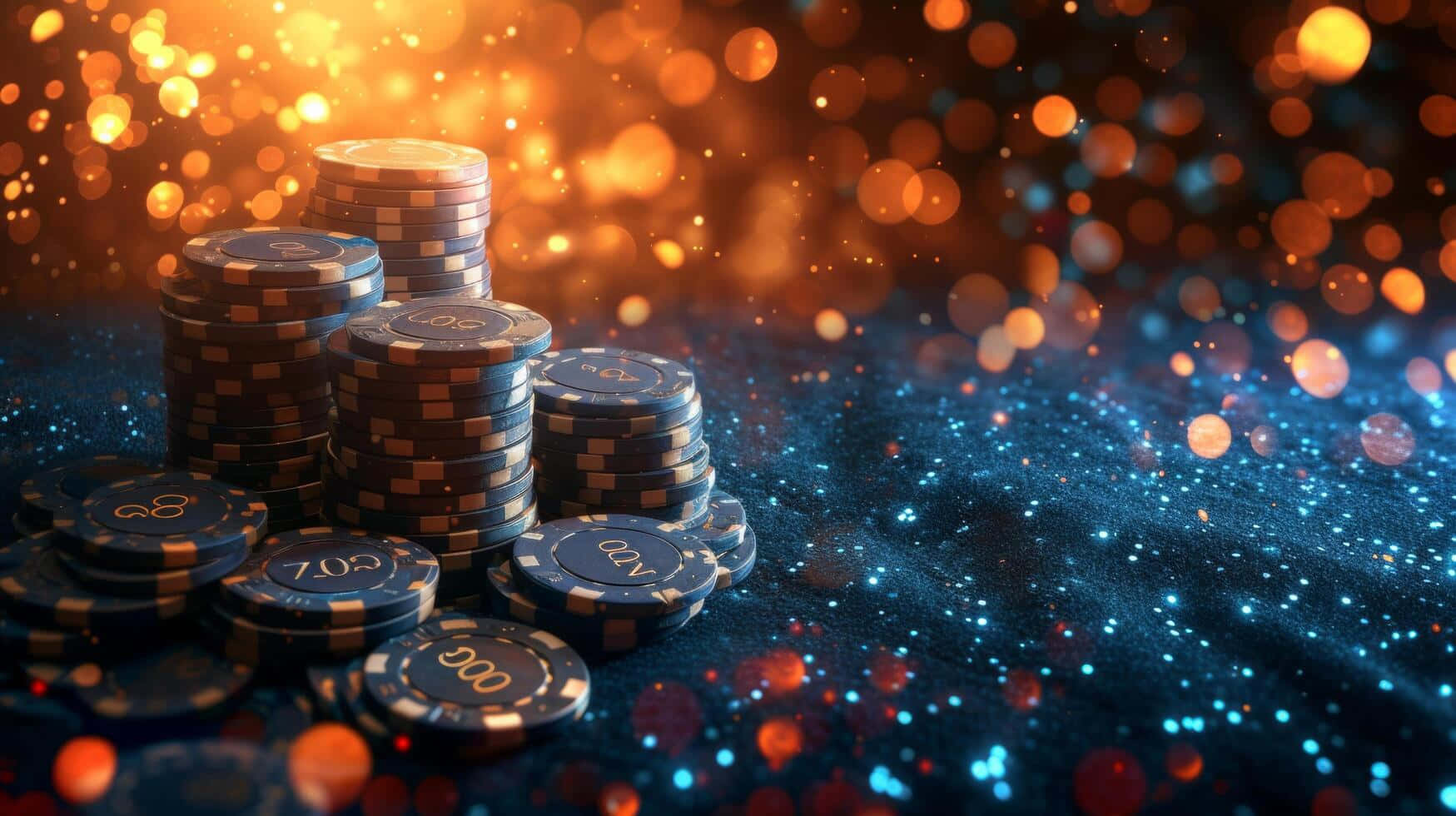 Casino Chips Glowing Bokeh Background Wallpaper