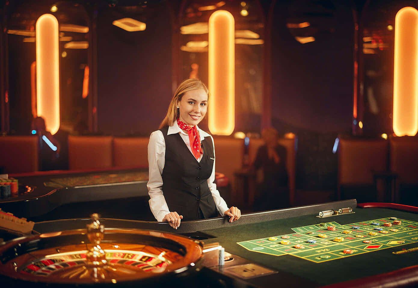 Casino Dealer With A Roulette Wallpaper