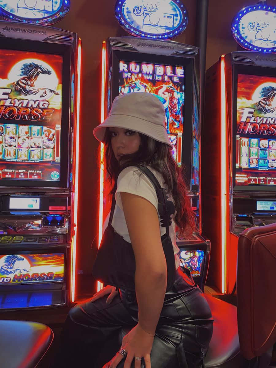 Woman Pose Inside Casino Picture