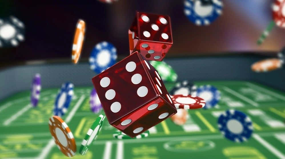 Casino Dice And Chips Floating Picture