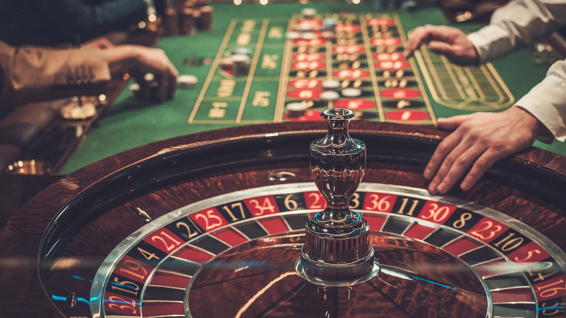 Casino Roulette Table Action Wallpaper