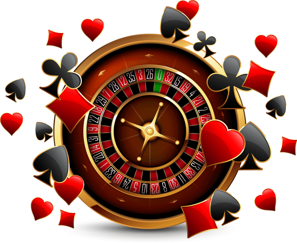 Casino Roulette Wheelwith Playing Cards Suits PNG