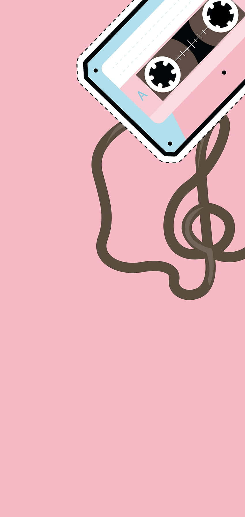 Cassette Tape Musical Note Pink Background Wallpaper