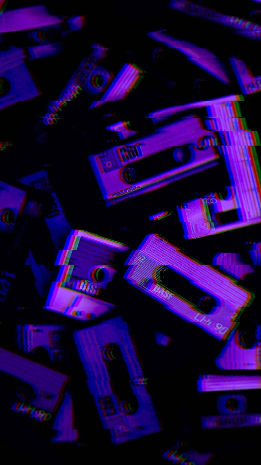 Cassette Tapes Neon Purple Iphone Wallpaper