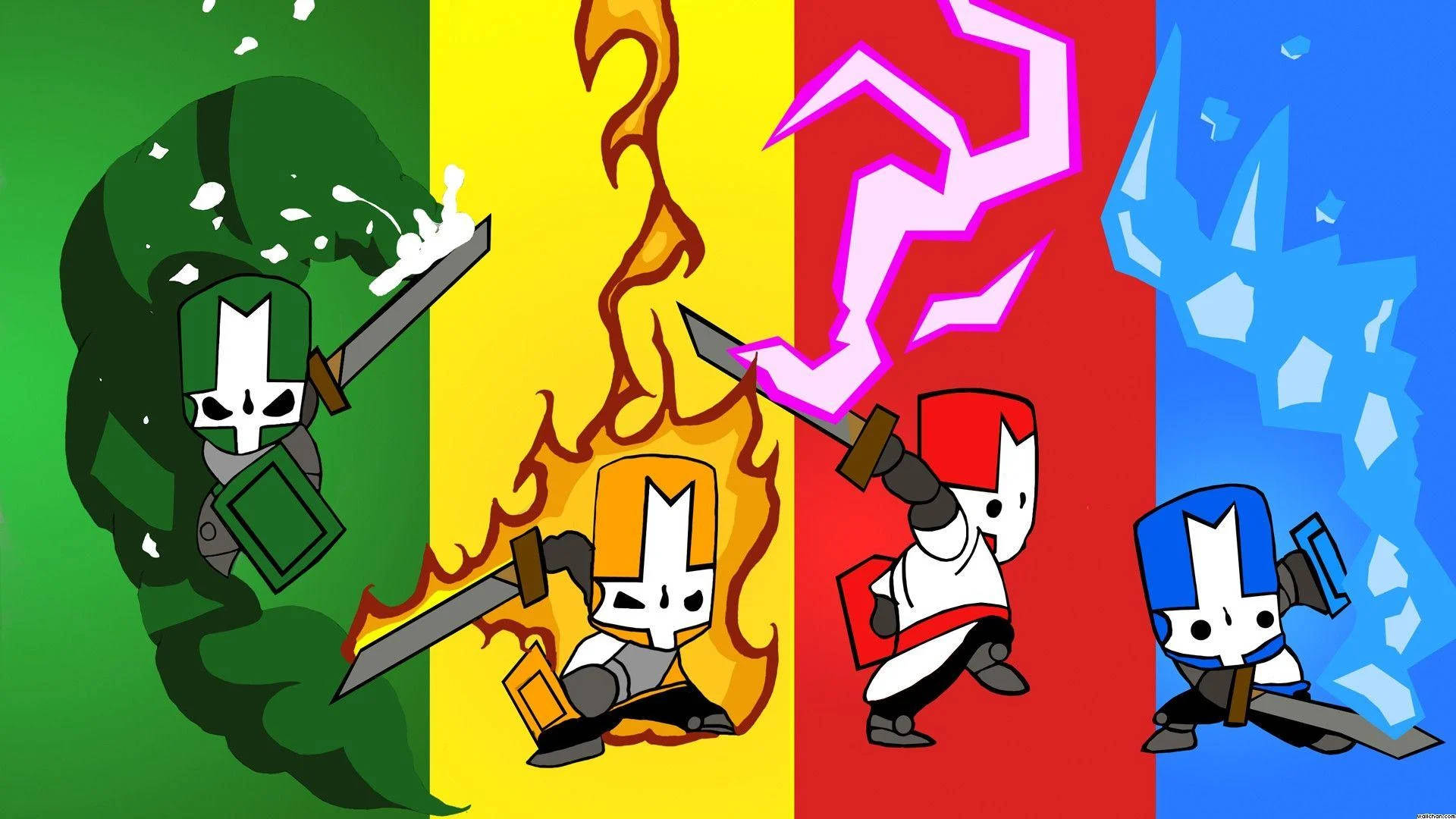 Castle Crashers Characters In Colors Wallpaper