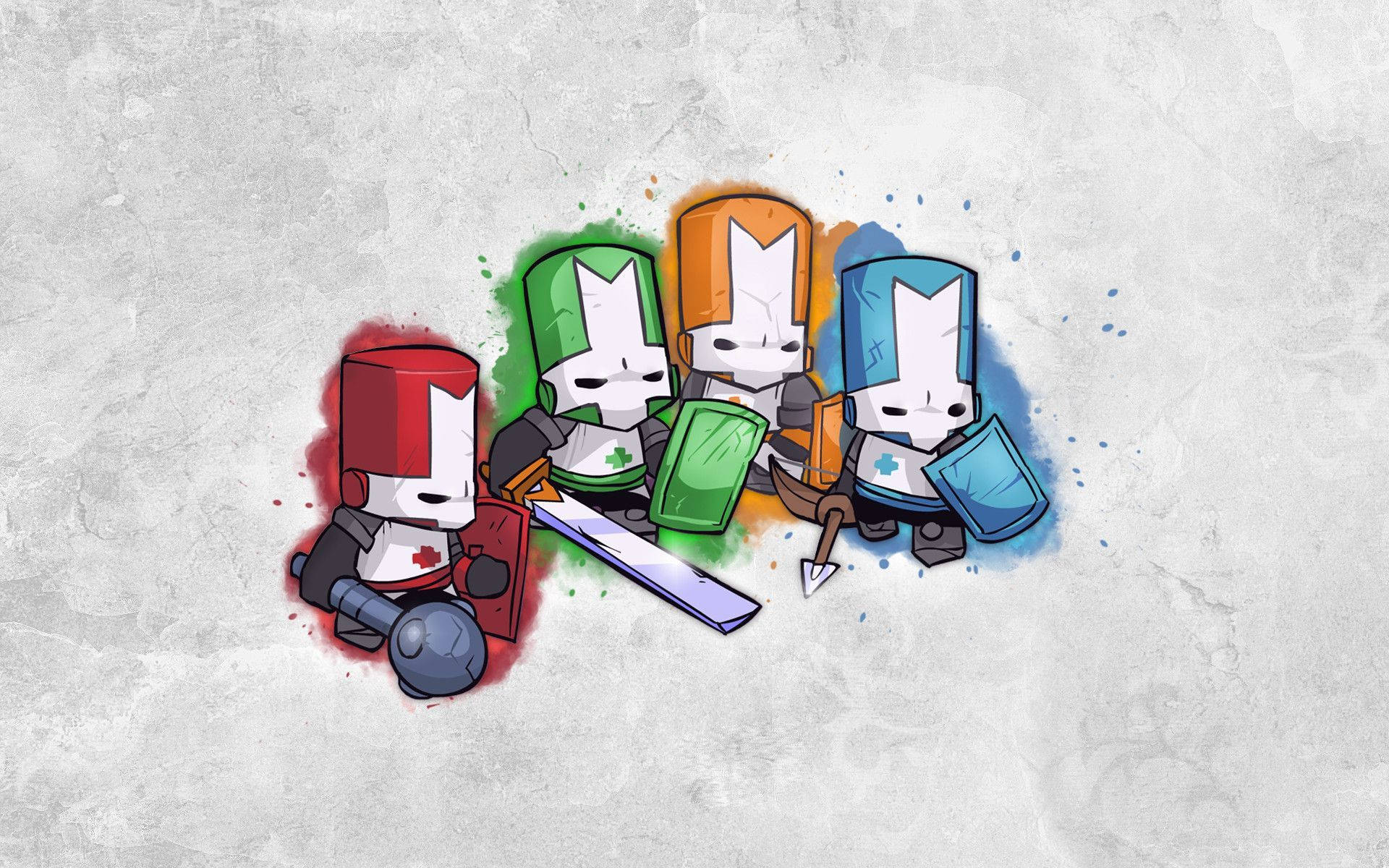 Castle Crashers Four Knights In Rough Background Wallpaper