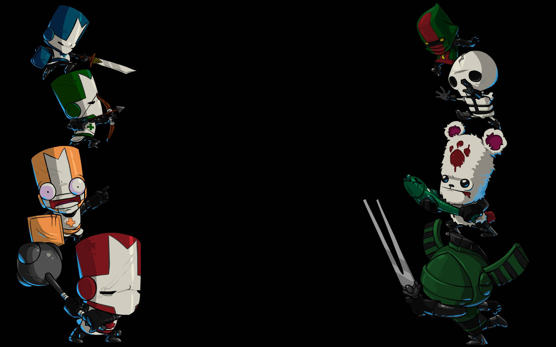 Castle Crashers Knights Enemies Face Off Wallpaper