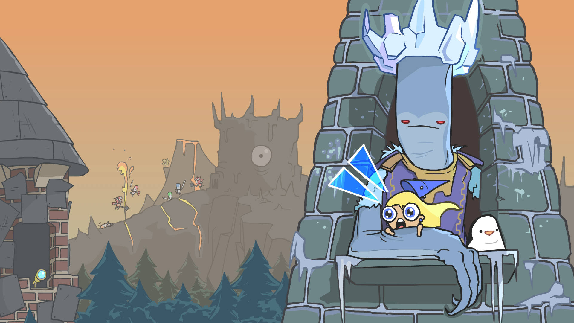 Castle Crashers Knights Frost King And Blue Princess Wallpaper
