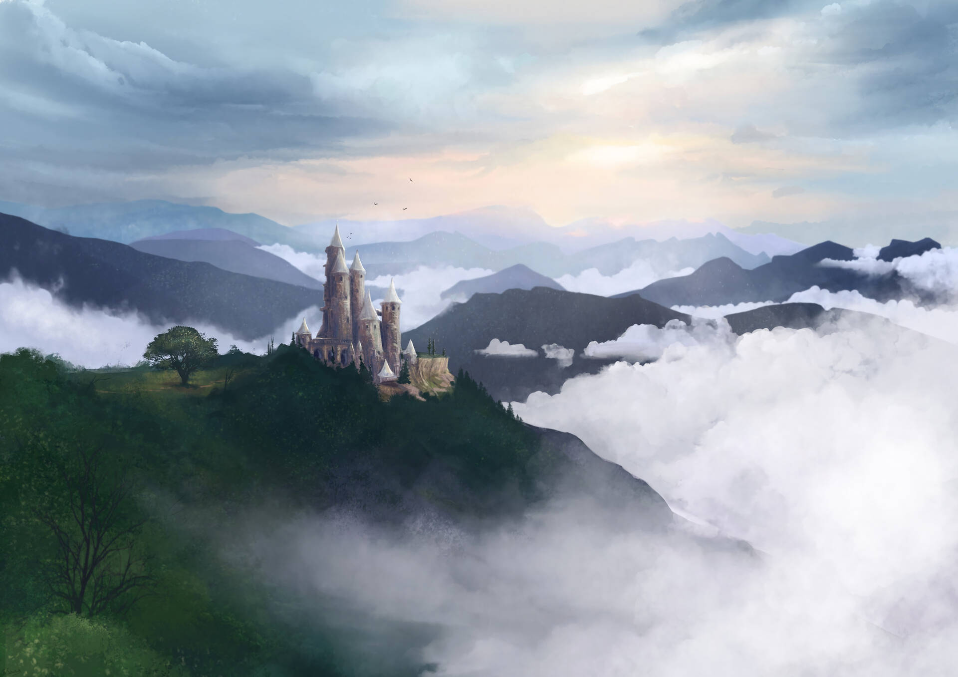Castle, Fog, Art