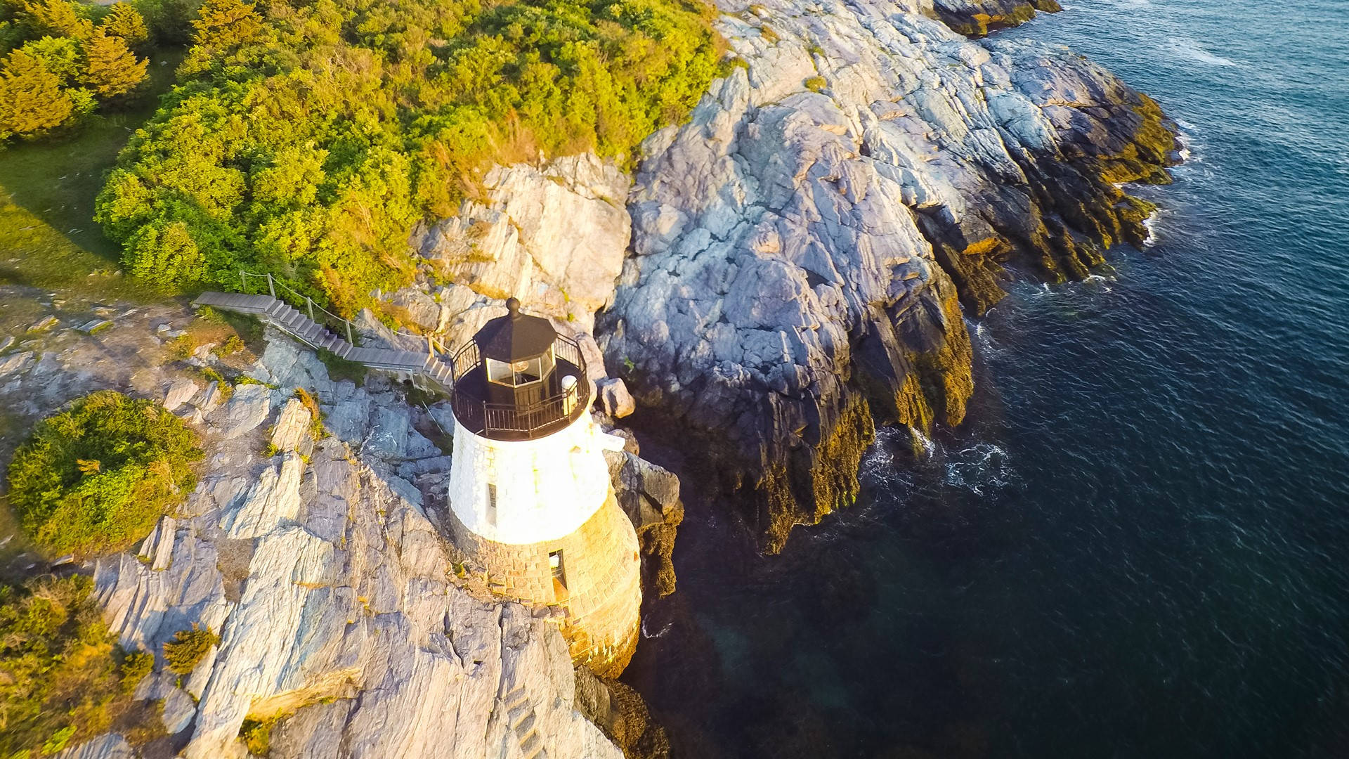 Castle Hill Lighthouse Rhode Island Top View Wallpaper