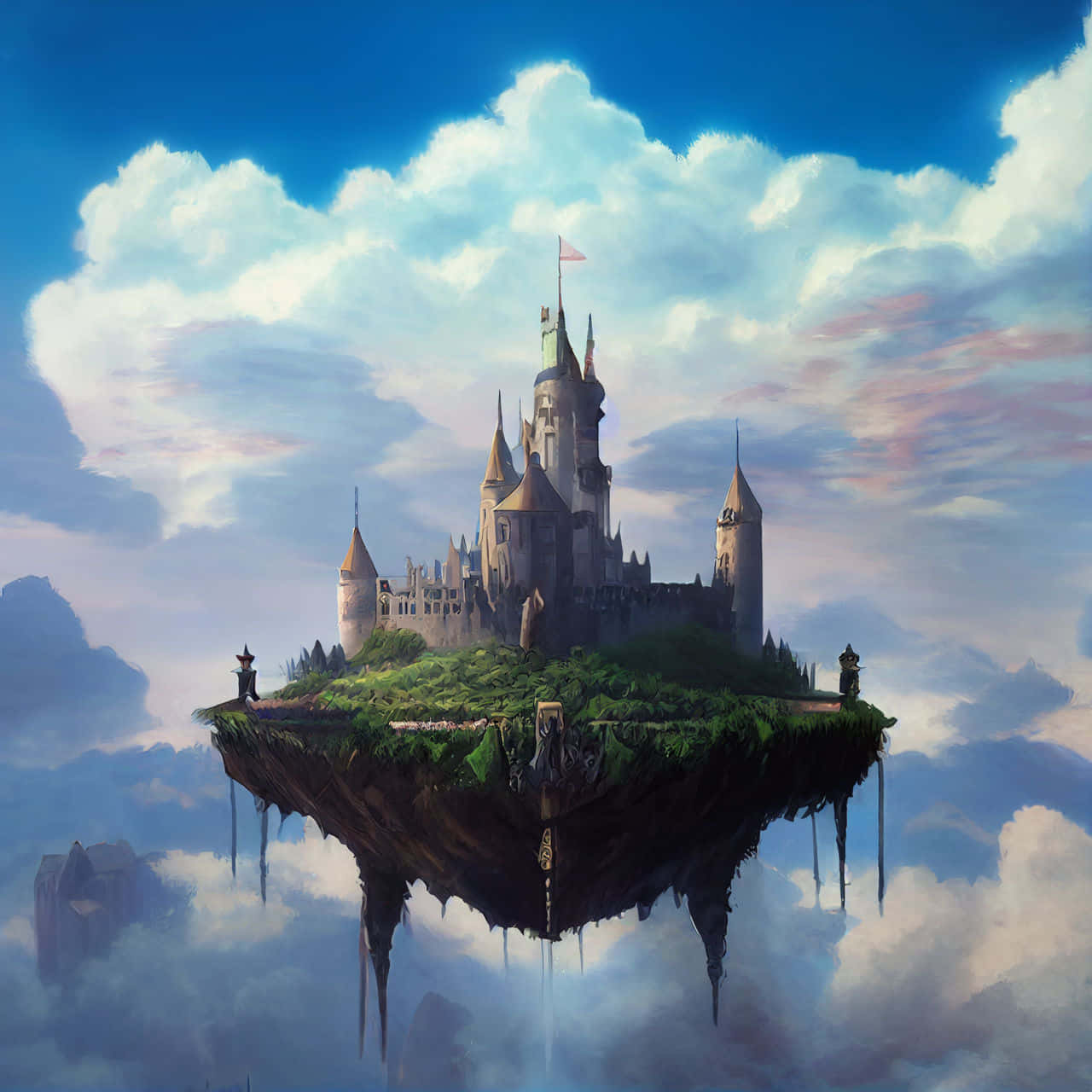 Mundode Fantasía De La Clásica Película De Miyazaki, El Castillo En El Cielo. Fondo de pantalla