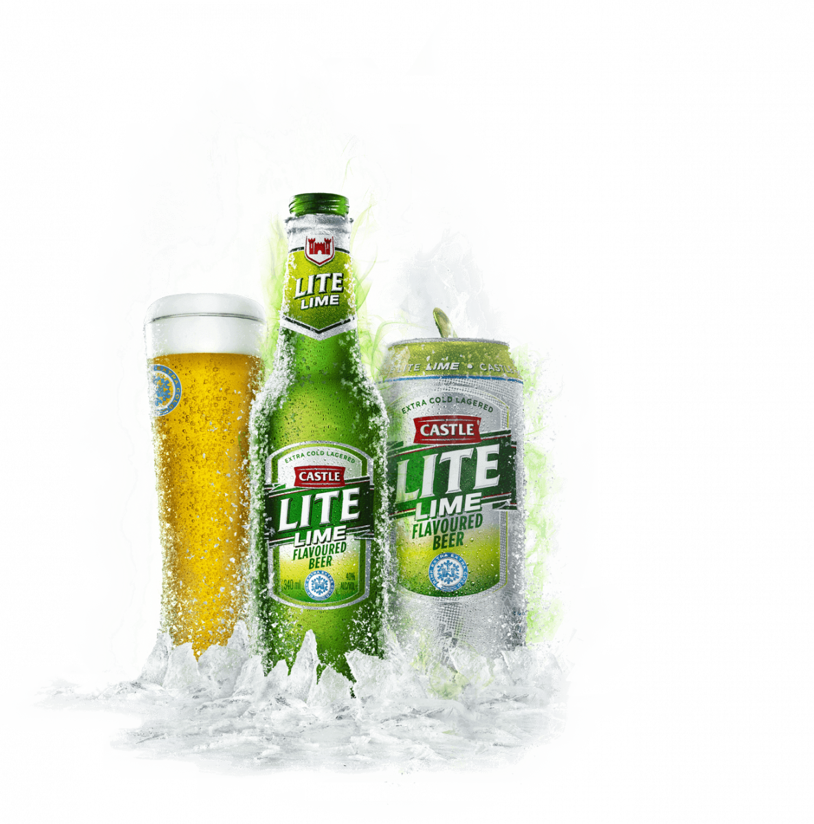 Castle Lite Lime Beer Splash PNG