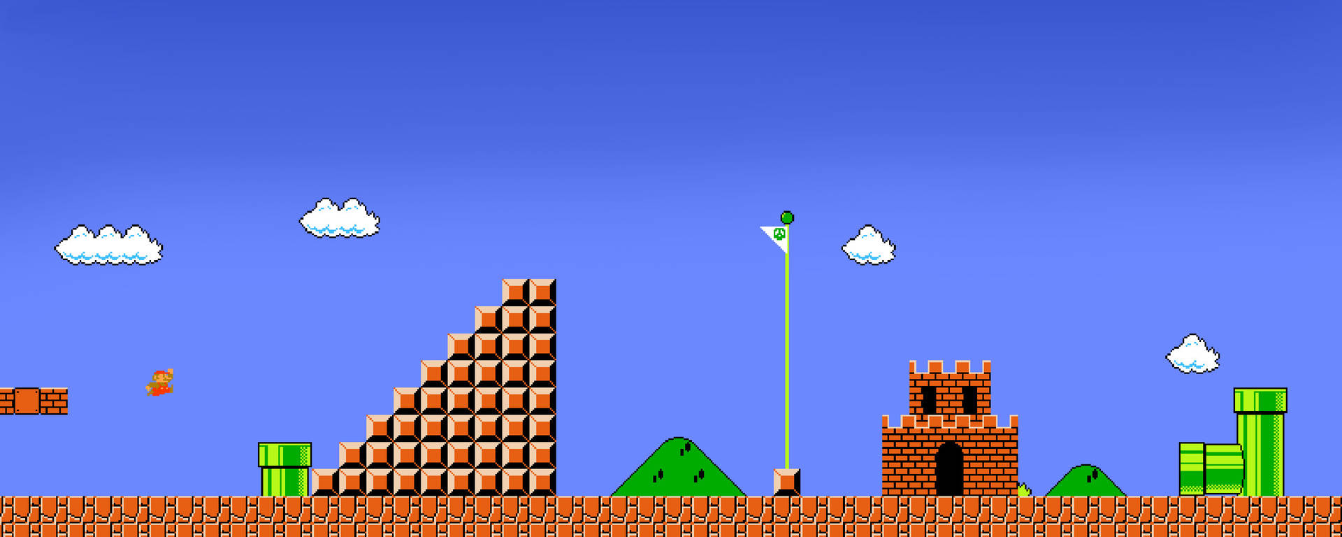 Castle Retro Mario And Brick Stair Wallpaper