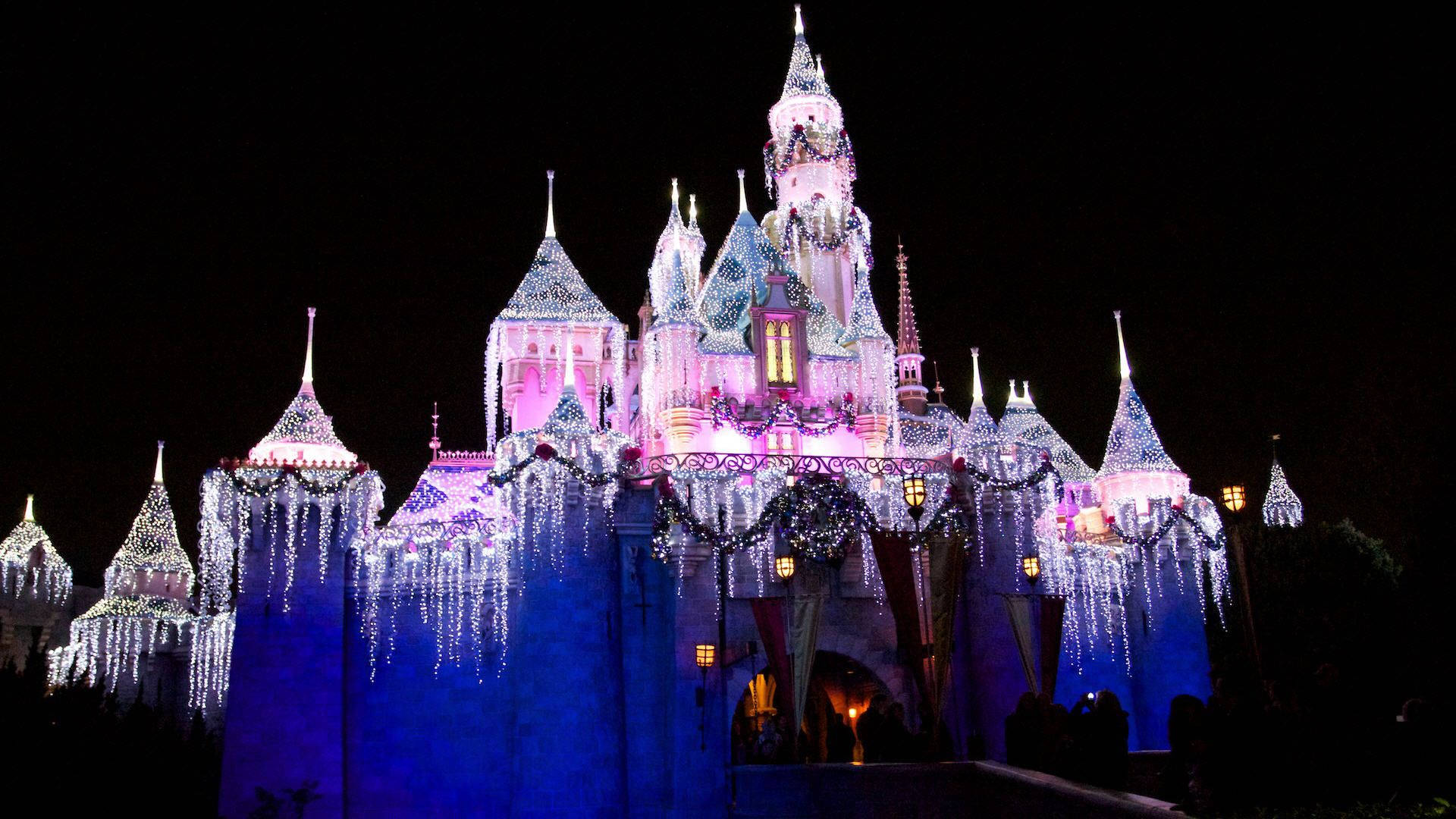 Castle With Christmas Lights Walt Disney World Desktop