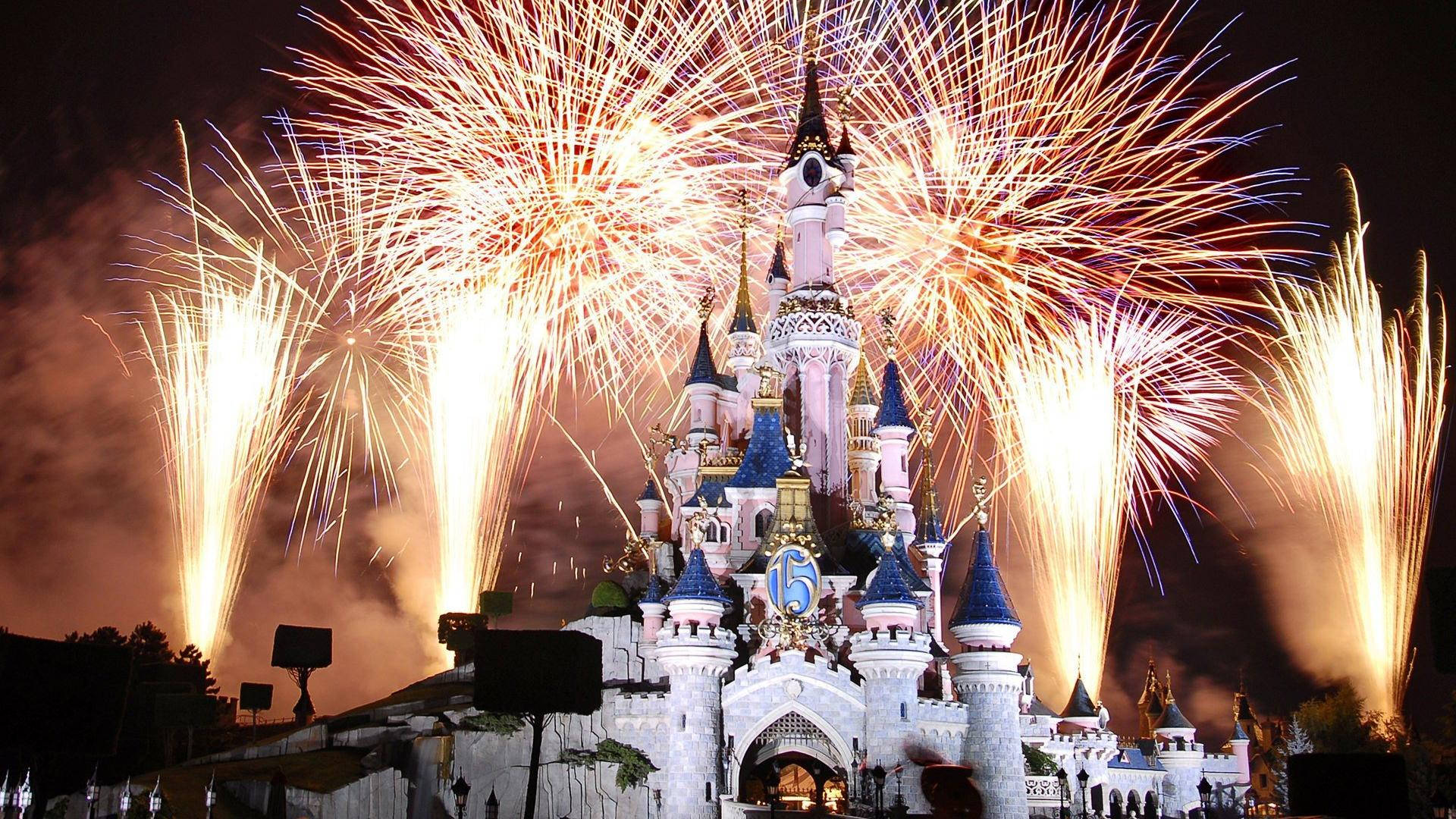 Castle With Fireworks Pixel Disney Laptop