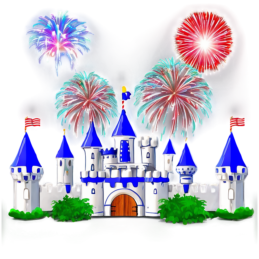 Castle With Fireworks Png 05032024 PNG