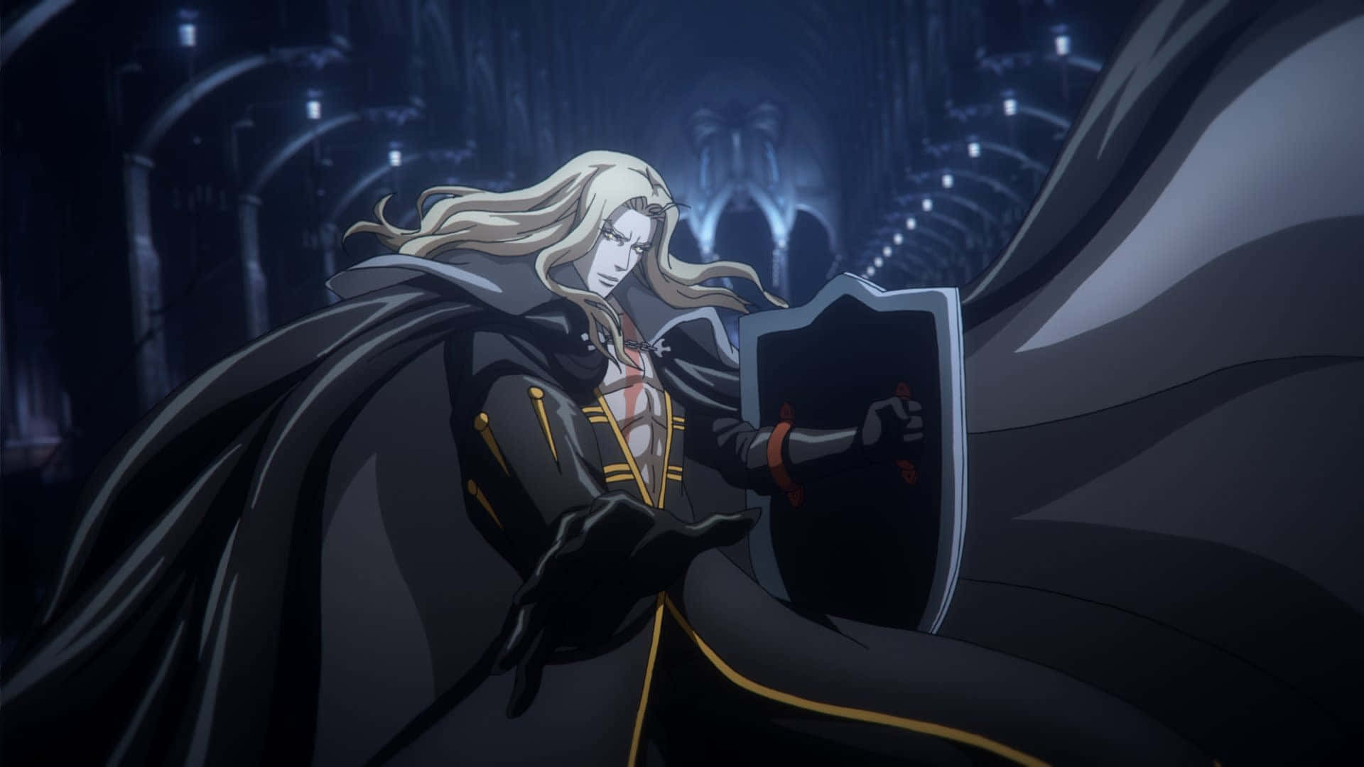 Castlevania Animated Alucard With Shield Wallpaper