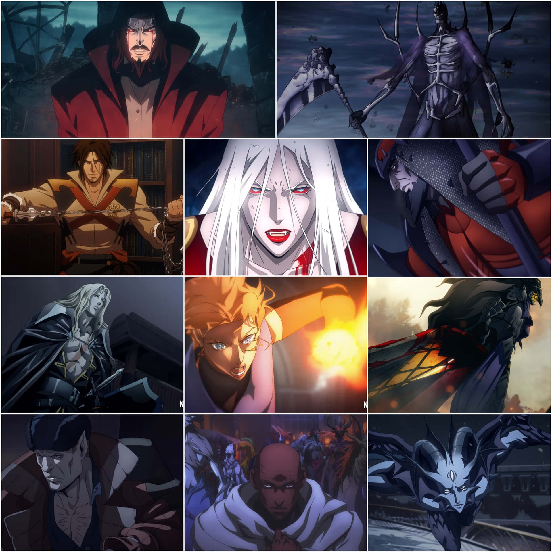 Castlevania Personages Collage Achtergrond