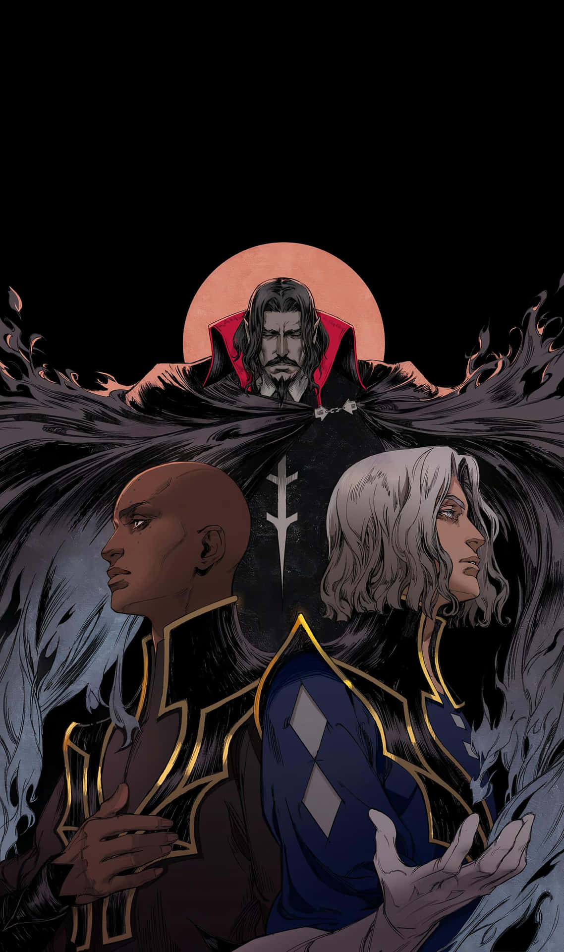 Castlevania Trio Tegen De Rode Maan Achtergrond