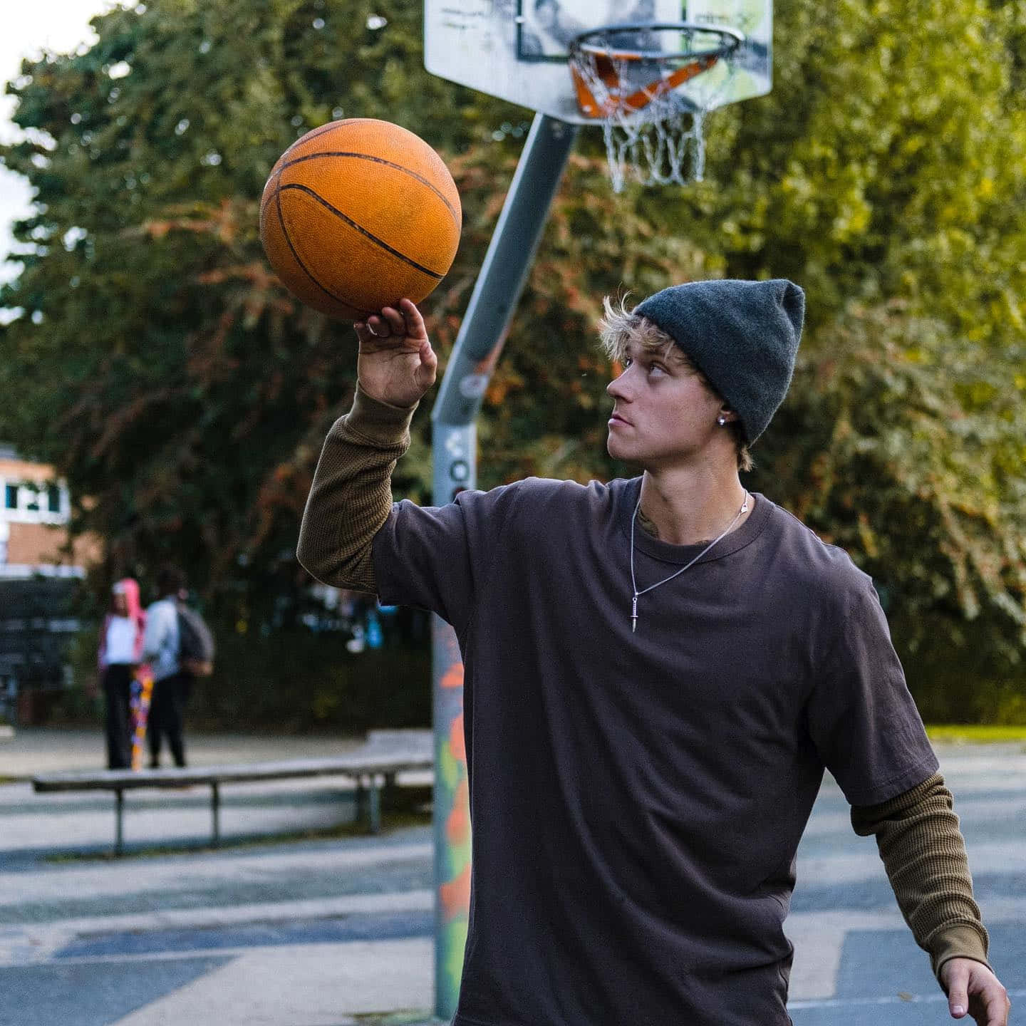 Casual Basketball Game Outdoors Wallpaper