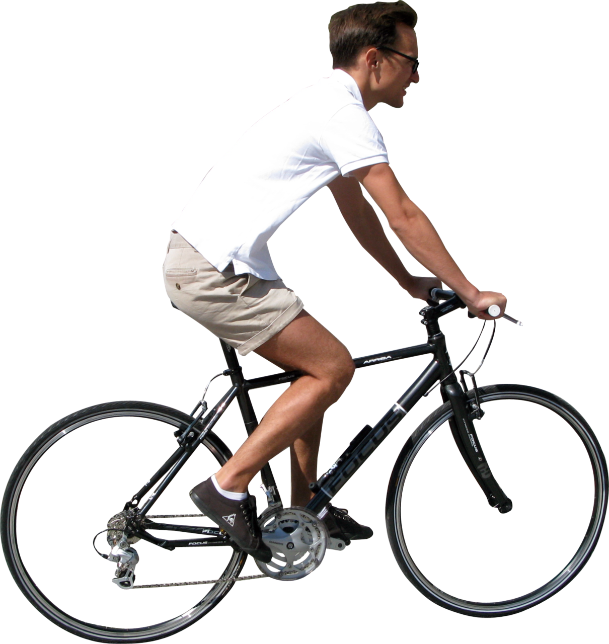 Casual Cyclist Riding Bike PNG